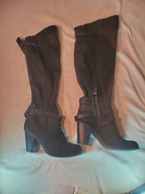 Black Over the Knee / Thigh High Heel Boots Women's Boot Size 7.5 Faux Suede
